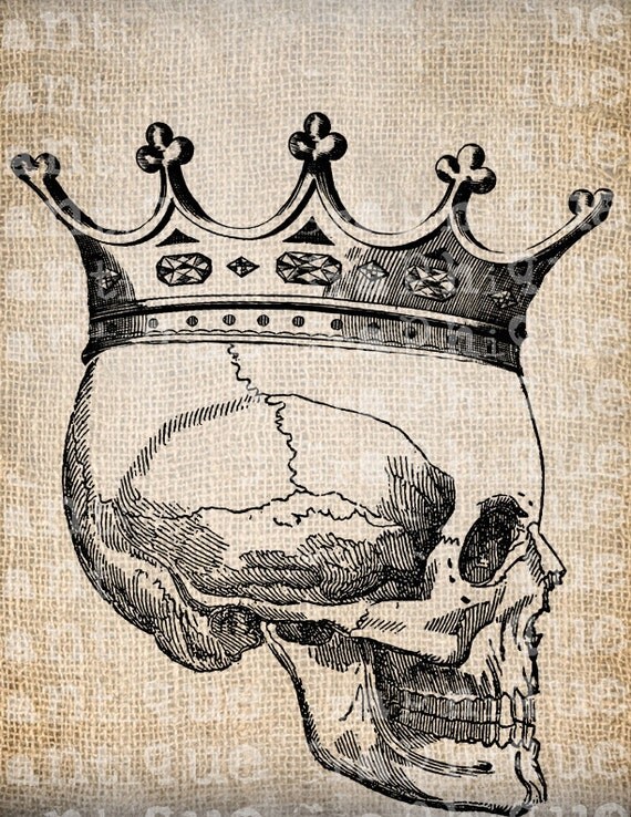 Antique Skeleton Skull Crown Halloween by AntiqueGraphique on Etsy