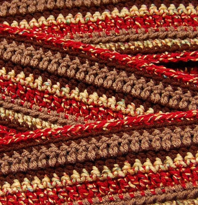 Crochet Scarf - Multicolor Stripes - Harvest Fall Colors