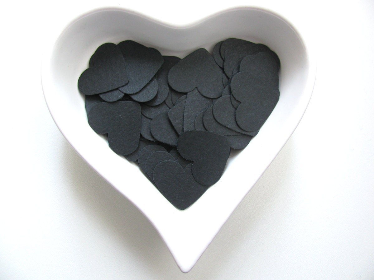 Confetti - 100 paper hearts - Black - Men - Autumn - Love - Decor - Birthday - vivislab