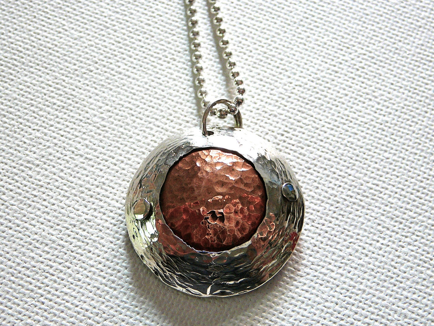 Copper & Sterling Silver Rivited Circle Necklace