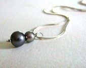 Dark Gray Two Pearl Sterling Silver Necklace