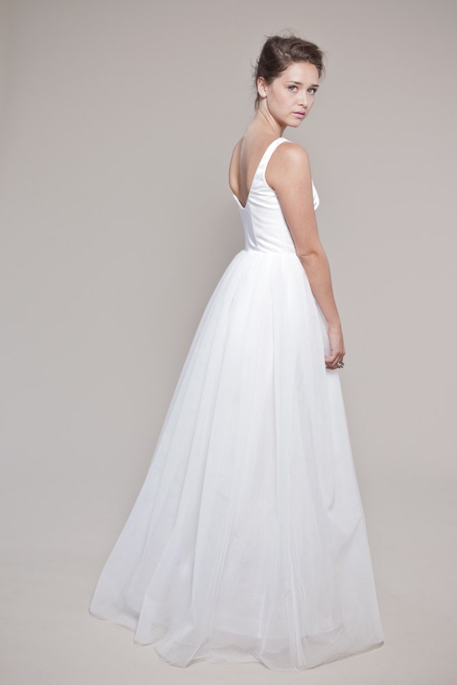 Tulle Wedding Dress: Petals Scooped Tank and Layered Tulle Skirt