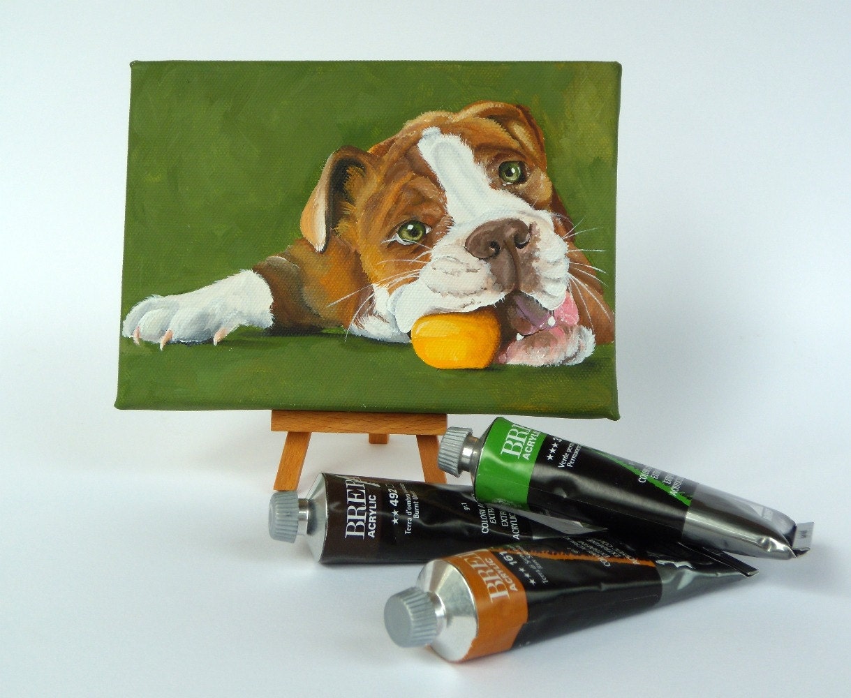 Dog portrait on 5"x7" canvas - custom little pet portrait - pet painting