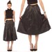 black leather skirt midi // vintage 80s // full pleated flowy // buttery soft // small