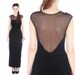 little black dress // black velvet // vintage 80s 90s // cocktail maxi dress // huge open back // mesh cut out // xsmall small