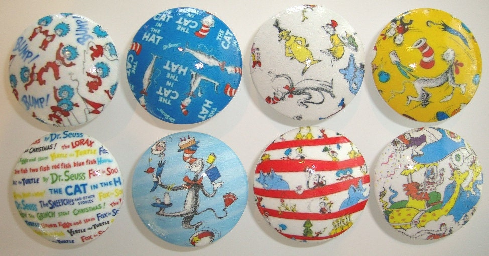 Handmade Dr Seuss n Friends Dresser Drawer Knobs - Set of 6