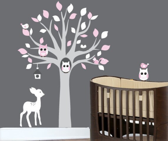 Nursery Wall  on Baby Wall Decals   Nursery Tree Wall Decal Art With Owl  Deer