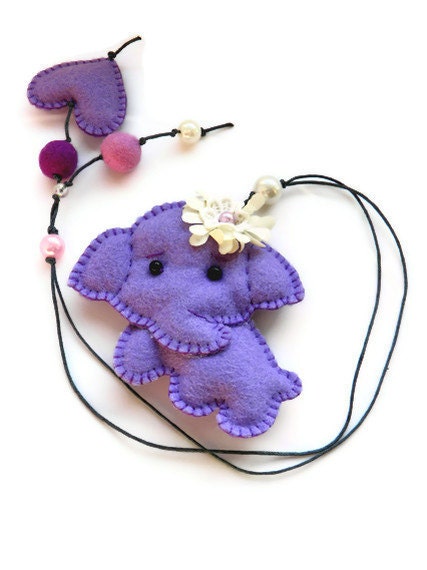 Felt bookmark with a lilac elephant / felt toy/  gift for child  /Personalized Bookmark / gift under 15/Ready to Ship