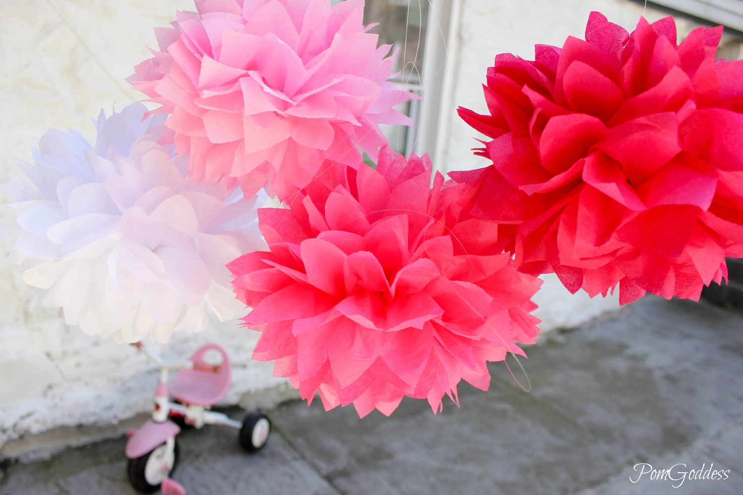Lady In Pink...5 Tissue Paper Poms - Birthday Decorations - Wedding Decor - Nursery Decor Il_170x135