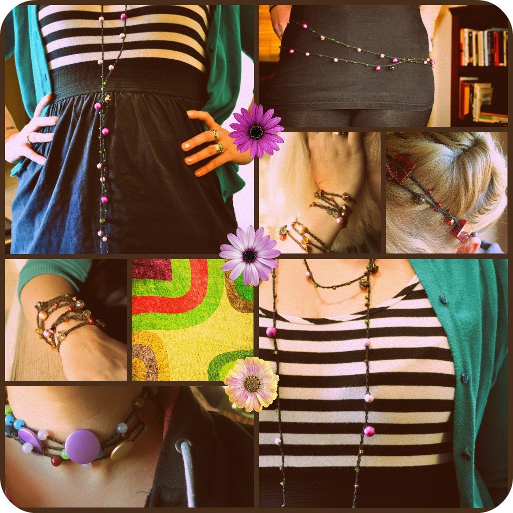 Girl on Fire: Versatile necklace/ bracelet/ headband / belt