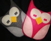 Large Handmade Eco-Friendly Felt Owl Plush Pillow - You choose Color - Gift for Soldier