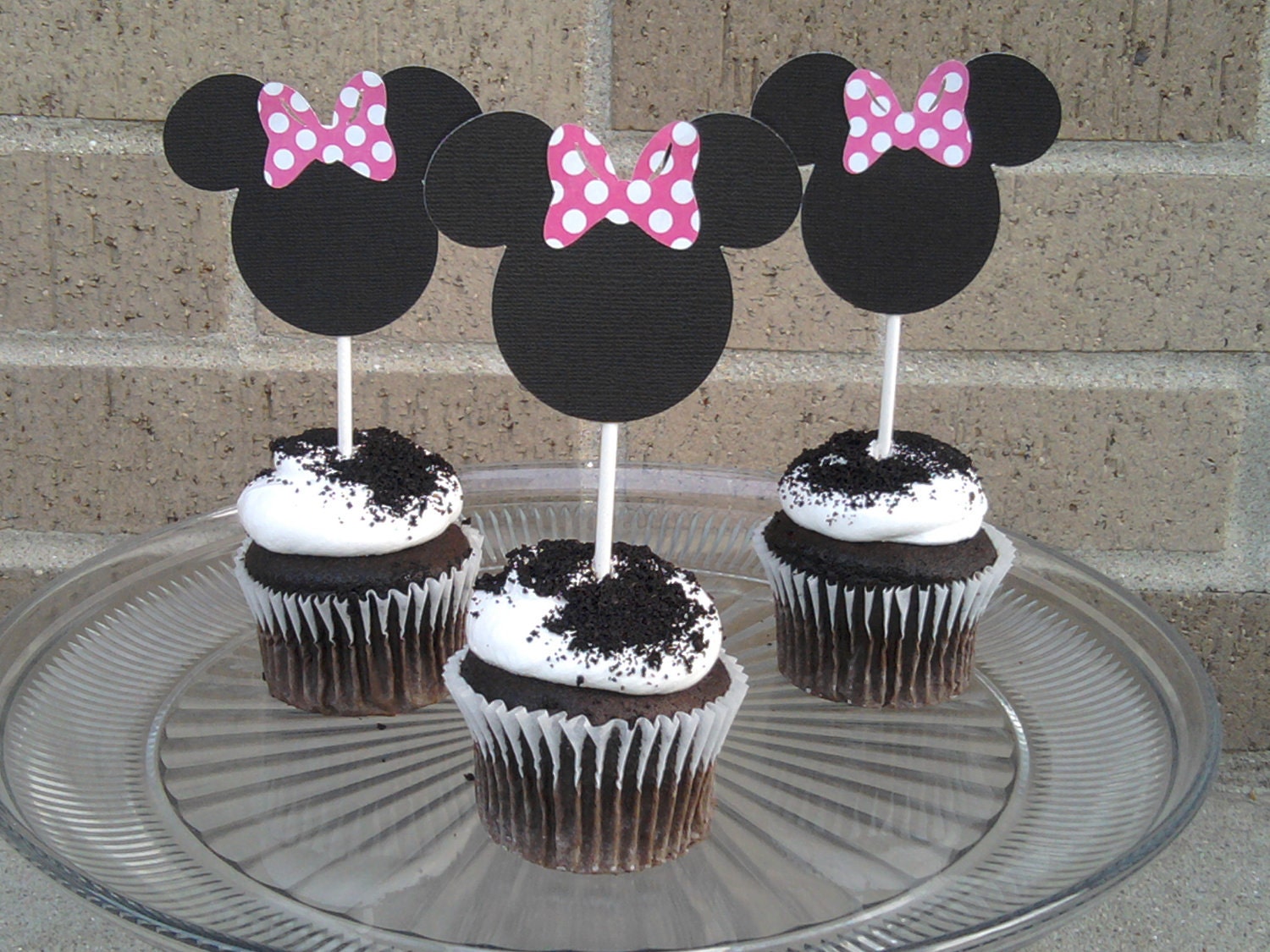 Minnie Mouse Inspired Name Banner Hot Pink With White Polka Dot and Black