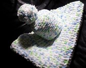 ready to ship-softest baby 0-3 month hat and blanket  set (aprx.21by 28 inches),baby boy blanket,baby shower gift-newborn photography prop