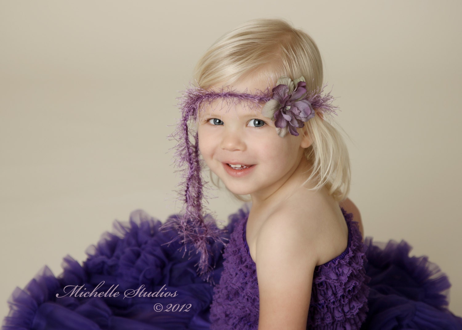 newborn photography prop- luxury light purple crocheted halo headband flower, baby shower, baby photo prop,toddler photodraphy,wedding,party