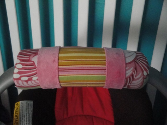 Reversible Arm Pad Handle Cover - Charm Floral  with Pink Minky