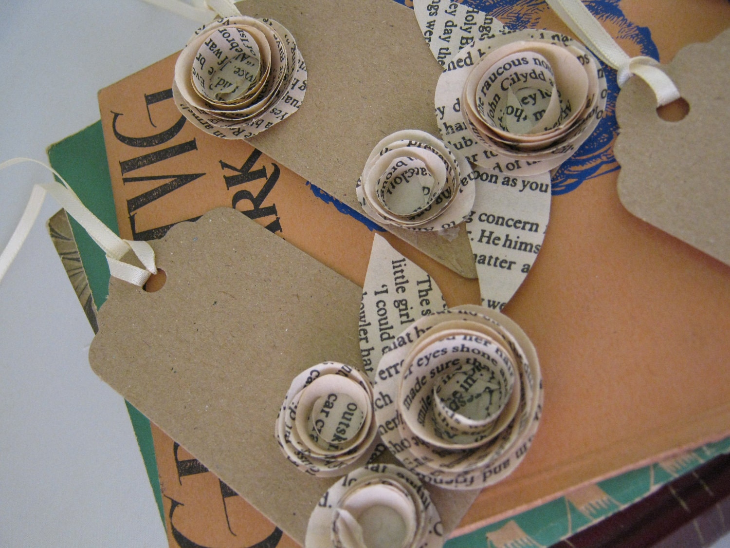 150 Vintage Paper Rose Wedding Place Card Gift Tag
