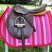 Pink and Red Stripe Close Contact Saddle Pad