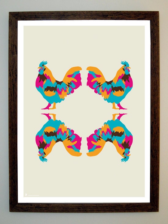 Roosters - illustration print 11X16