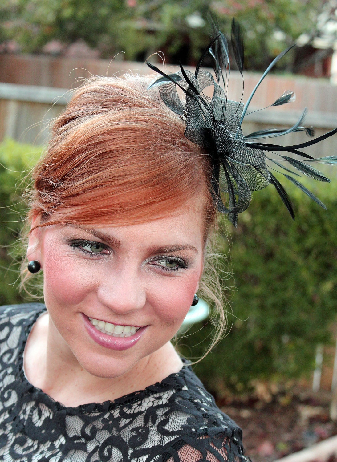 Black Feather and Crinoline Fascinator with Sequin Detail