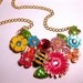 Garden Of Eden Necklace - Colorful - Bumble Bee Insect - Flower blooms