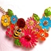 Garden Of Eden Necklace - Colorful - Bumble Bee Insect - Flower blooms