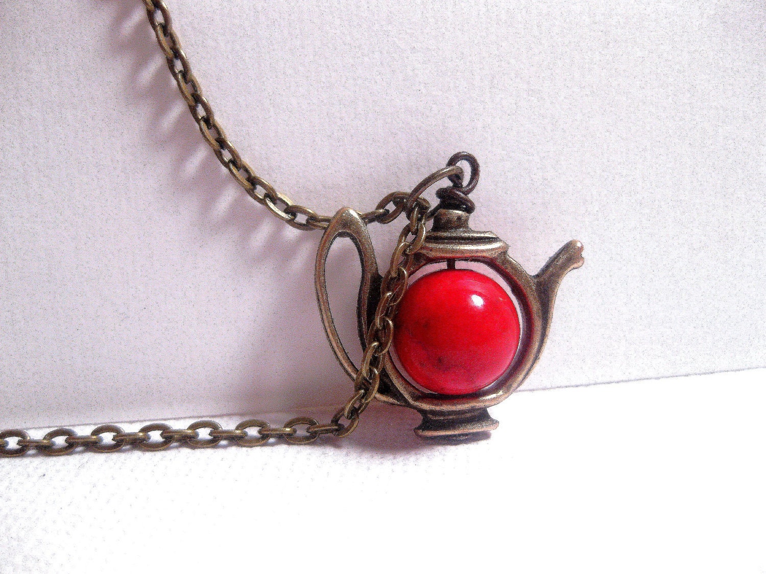 Vampire's Supernatural Brew Teapot Necklace - Red Elixir