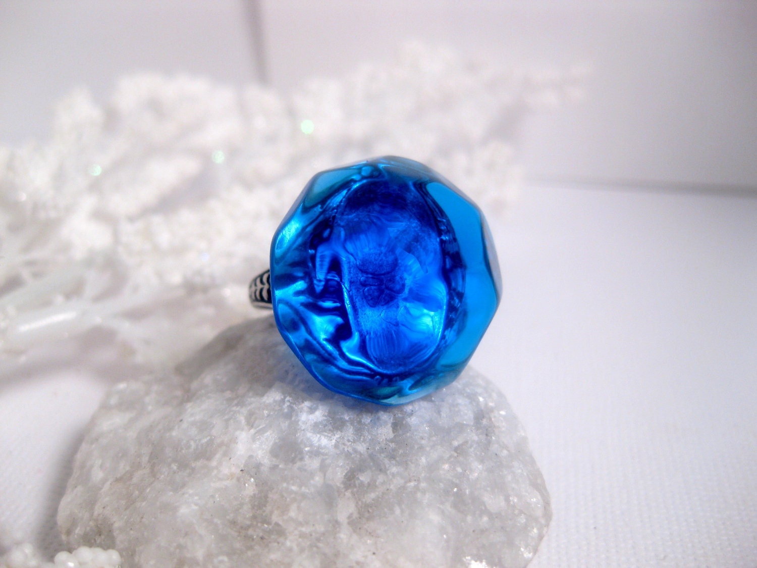 Gothic Royal Large Ring - Blue High Dome Adjustable