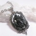 Angel And Baby Cherubs Cameo Necklace - Black ON White