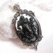 Angel And Baby Cherubs Cameo Necklace - Black ON White