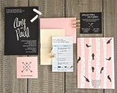 Chalkboard Calligraphy Wedding Invitation & Library Card RSVP