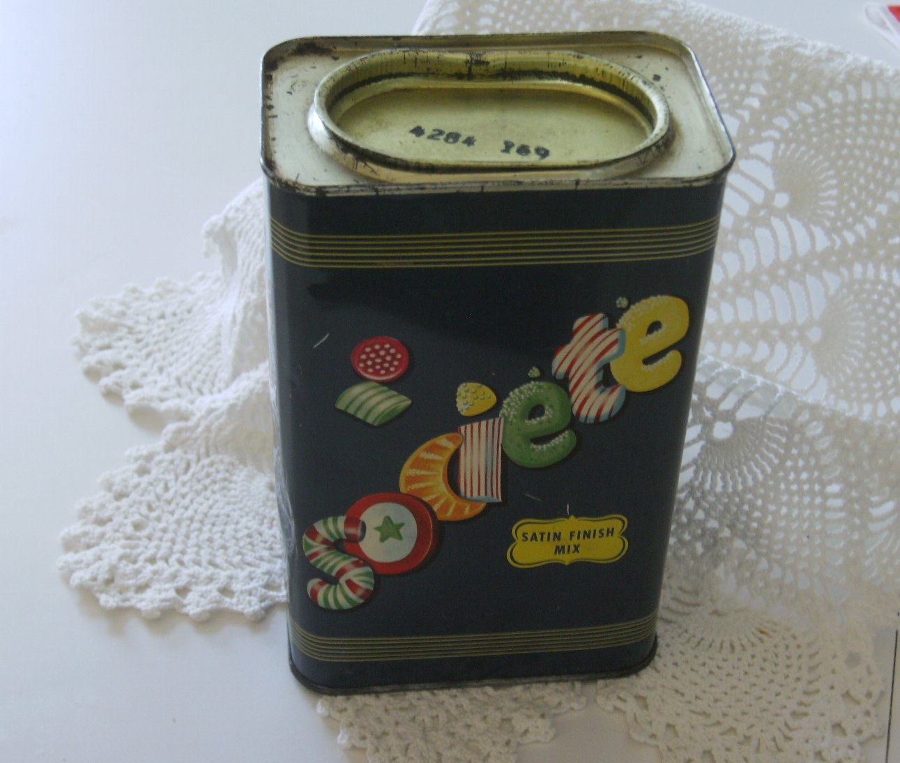 Vintage Metal Tin Box Societe Candy- large Country Store size NO bar code.