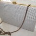 Vintage Purse handbag Whiting & Davis white metal mesh evening bag-SALE