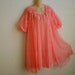 SALE Vintage Peignoir Nightgown Robe Set Shadowline peach chiffon layers S M