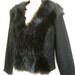 Reserved for Margo-Vintage Fur jacket sweater black faux fur collar & wool  L