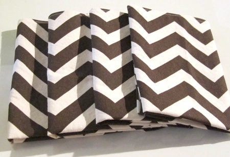 Cloth napkins, Chevron, Set of Four. Eco friendly, Available in Five different colors. Zig zag stripes, measure 16" x 16"