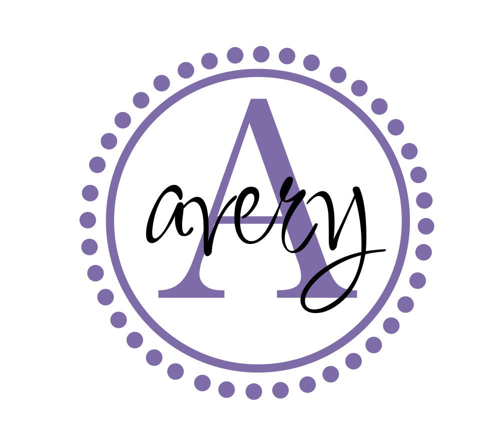 Large Custom Personalized Polka Dot Circle Initial and Name Vinyl Wall Decal Boy Girl Nursery Room Cute Vinyl Art  22"H x 22"W