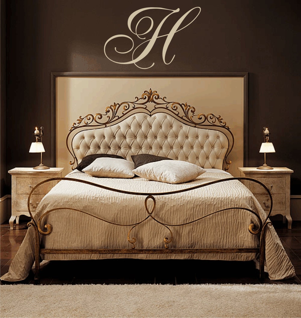 Monogram Wall Decal Large Personalized Vinyl Wall Decal Initial Wall Decal Wedding Master Bedroom  22Hx36W FS087