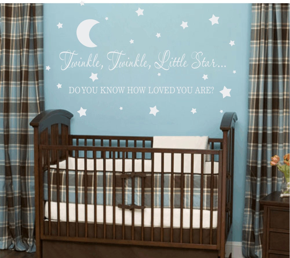 Twinkle Twinkle Little Star Vinyl Wall Decal - Boy Girl Baby Nursery Wall Quote Poem Saying Moon Stars Wall Art  22H x 36W FS081