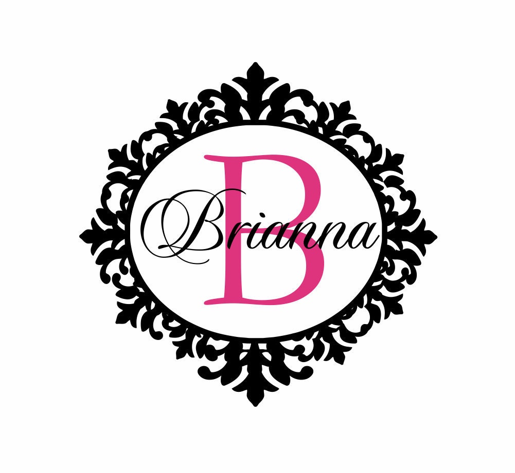 Name Vinyl Wall Decals Girl Baby Nursery Wall Decals Monogram Wall Decal Name Wall Decals Teen Bedroom Shabby Chic Frame 22"