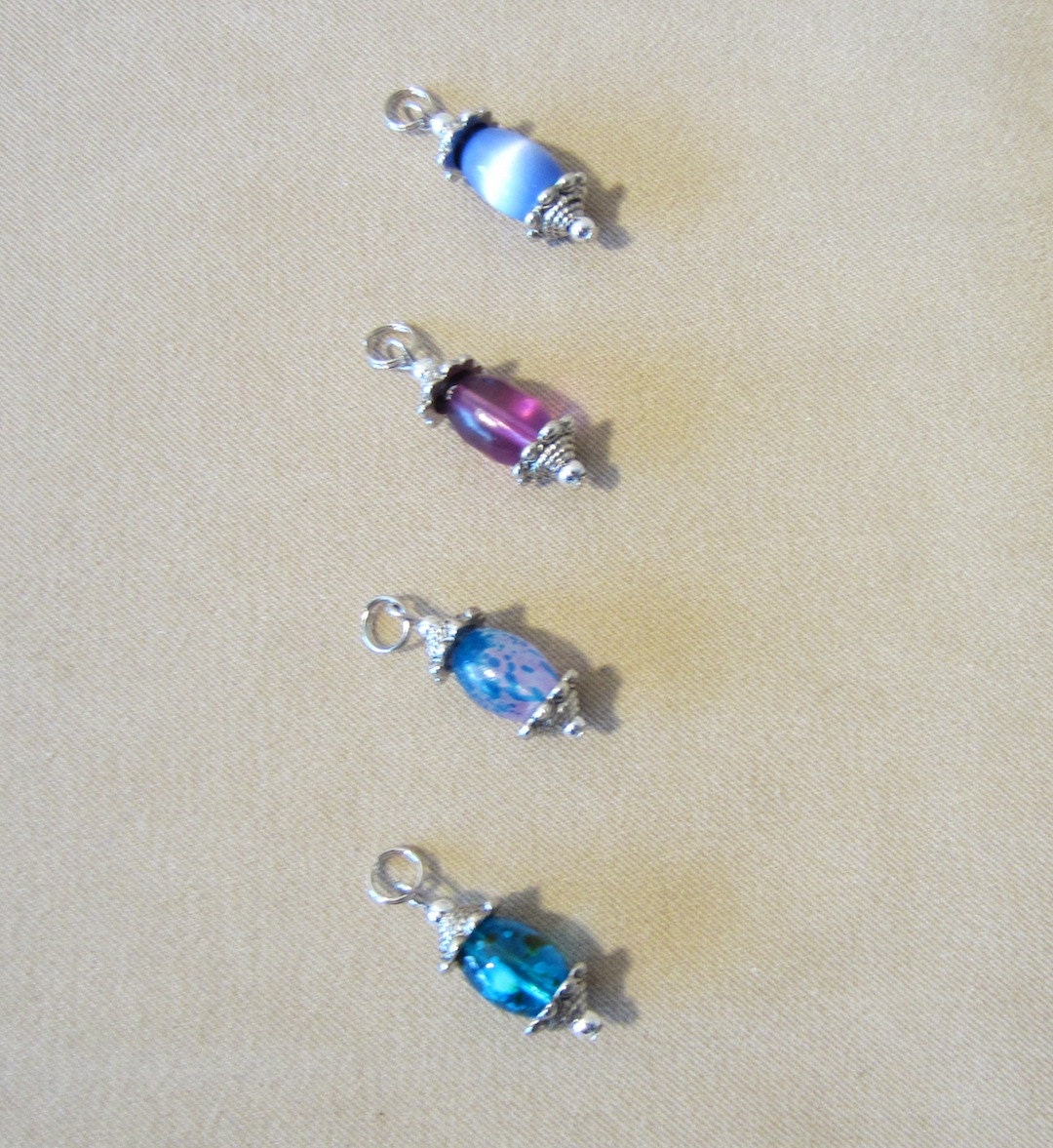 Silver & Glass Bead Add a Charm / Purse Charm / Zipper Pull / Cell Phone Charm