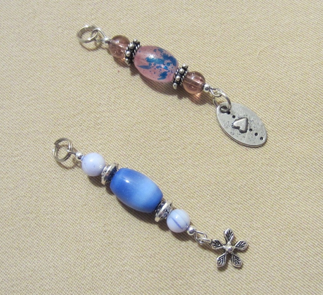 Semi Precious Stone Keychain/ Add a Charm / Purse Charm / Zipper Pull w/ Silver tone Charm