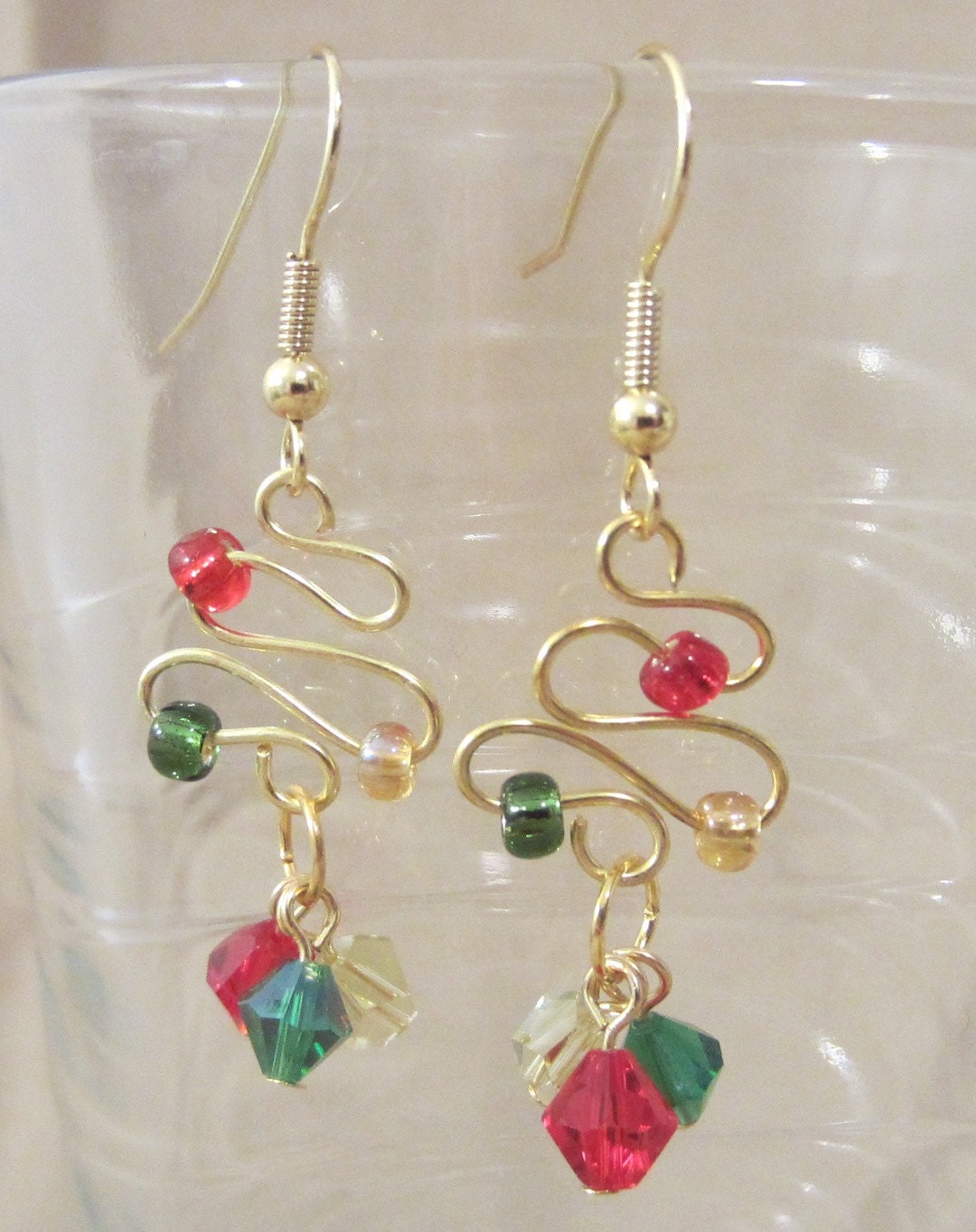 Abstract Decorated Christmas Tree Dangle Earrings