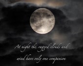 The ragged clouds & wind - Boncho quotation, moon photo quote, 8 x 10 inches sky, print with quotation