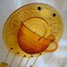 Amber Tiara Sandwich Glass Wind chime -- Vintage Tea cup and Saucer