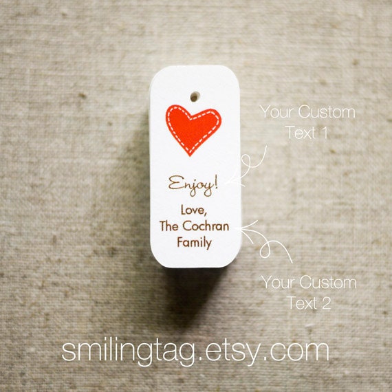 Miniature I Heart You Personalized Gift Tags - Wedding Favor Tags - Thank you tags - Hang tags - Price Tags - Set of 40 (Item code: JS233)