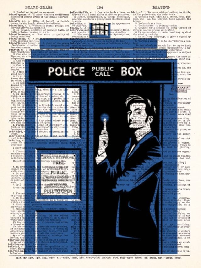 David Tennant As Dr Who - Geekery Dr Who - Buy 2 Get 1 FREE - Vintage Dictionary Print Vintage Book Print Page Art Upcycled Vintage Book Art