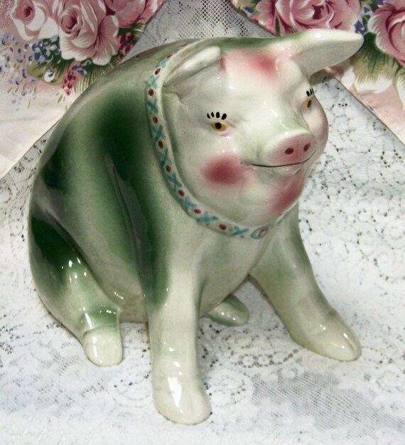 ANTIQUE Large Pig Piggy Figurine by RazzysSignsAndRelics
