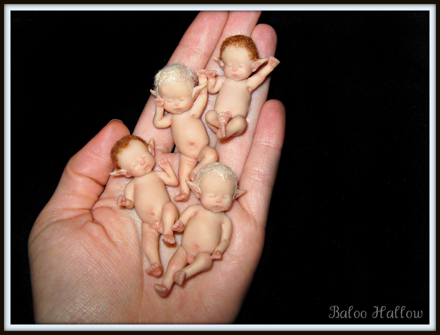 Custom Hand-Sculpted OOAK Baby or Elf / Miniature 1/12 scale Polymer Art Doll /