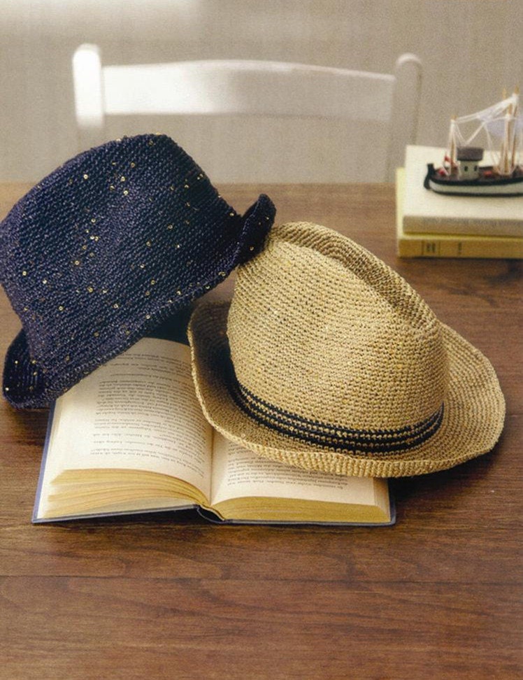 crochet hat summer straw cowboy hat in wheaten and gray color