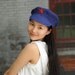 handmade crochet  women straw hat  in blue color with a red star new style-- Red Guards hats